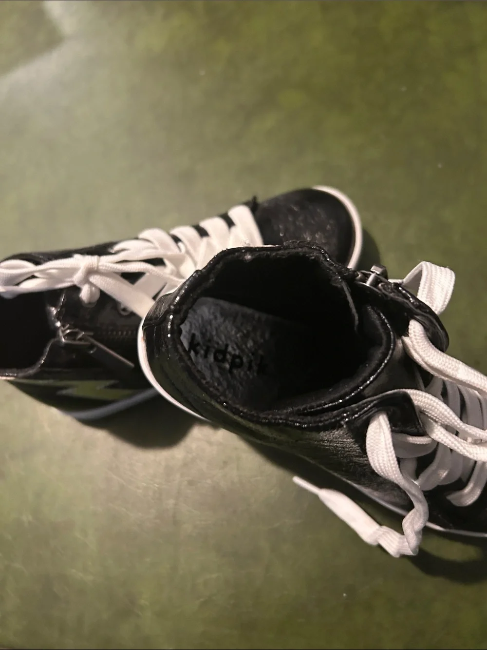 kidpik Black High-Top Sneakers with White Laces